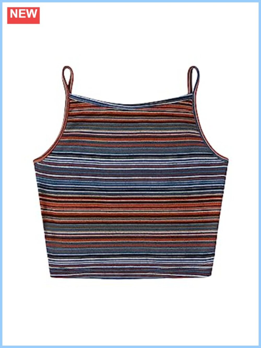 Striped Cropped Tank Top Slim Fit Spaghetti Strap Beach Casual Summer